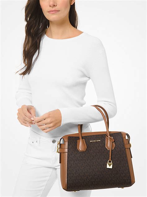 michael kors mercer belted signature satchel|Michael Kors mercer medium satchel.